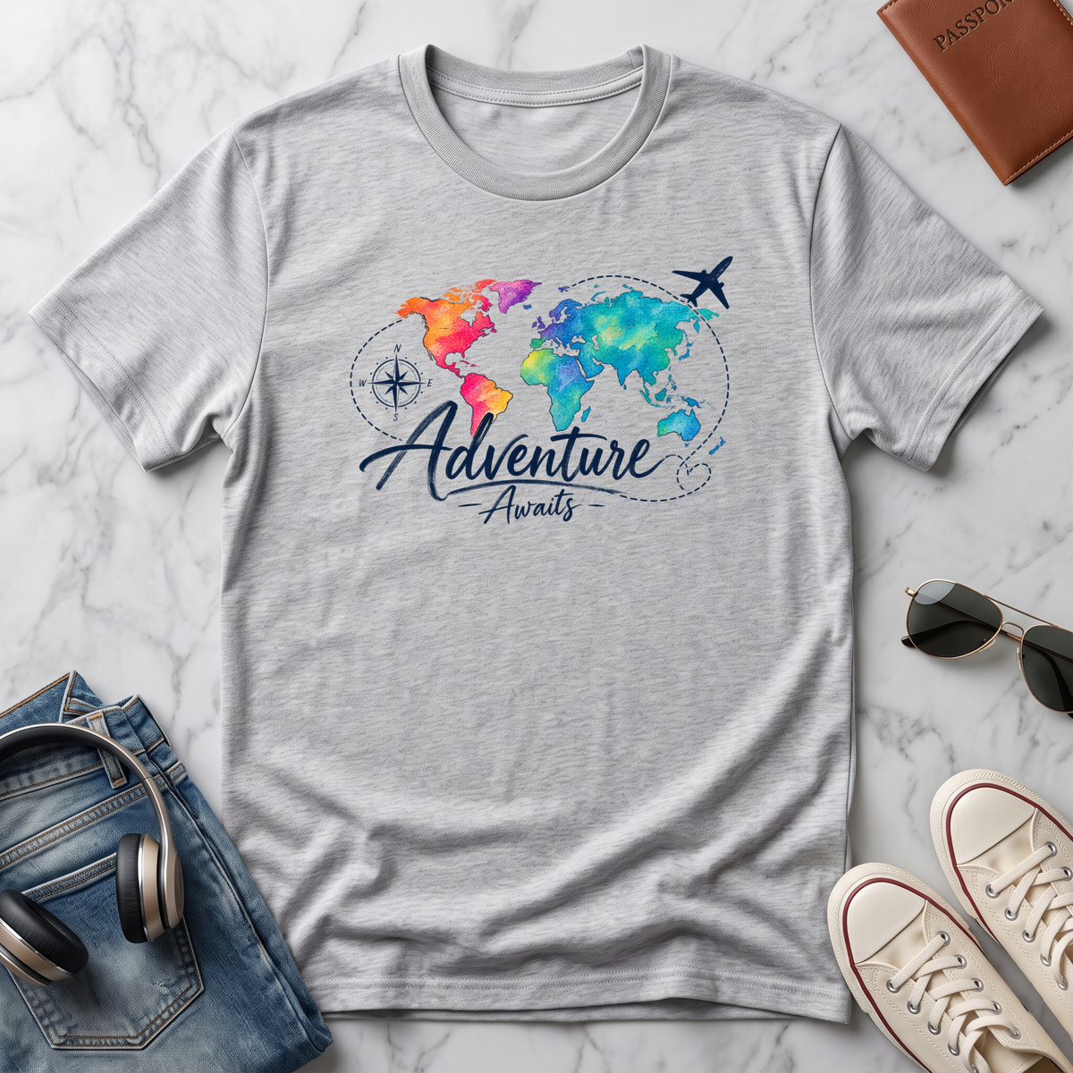 Adventure Awaits World Map T-Shirt