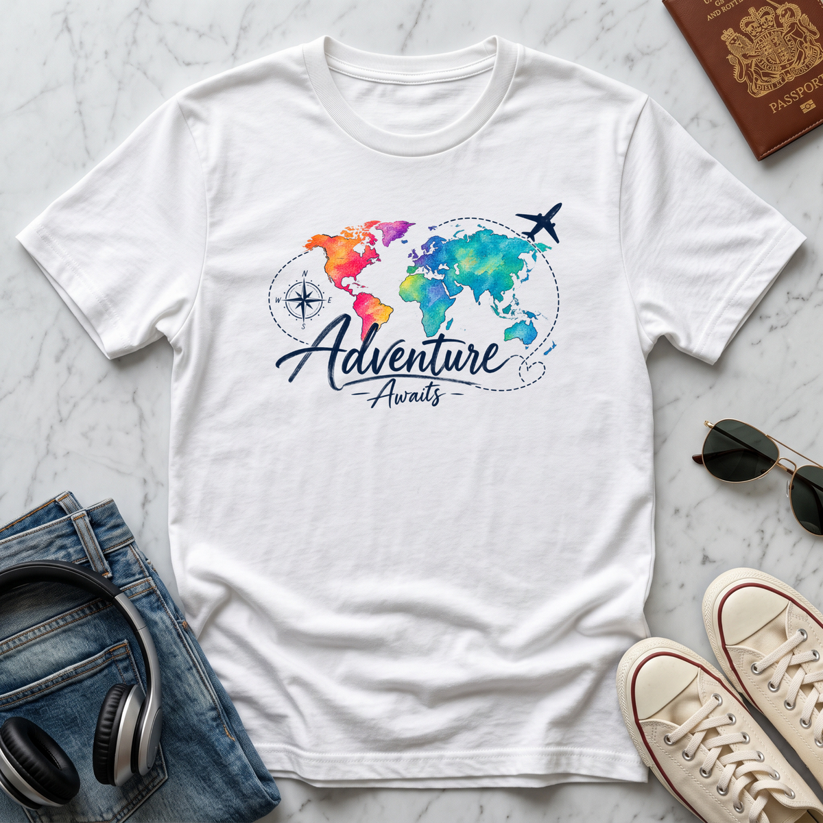 Adventure Awaits World Map T-Shirt