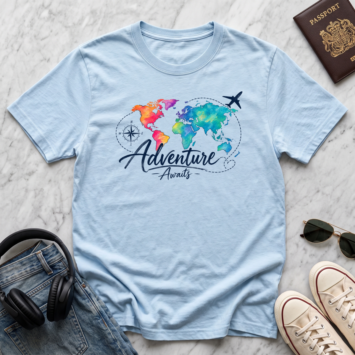 Adventure Awaits World Map T-Shirt