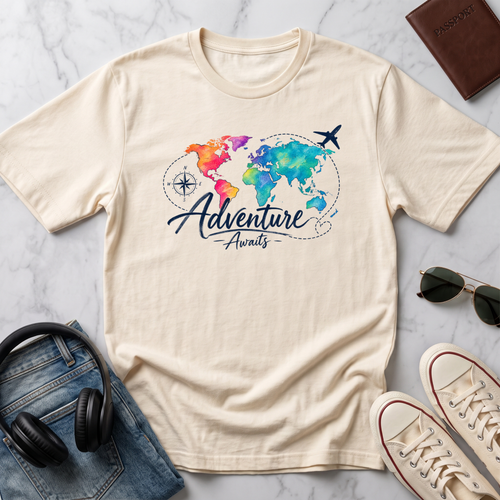 Adventure Awaits World Map T-Shirt