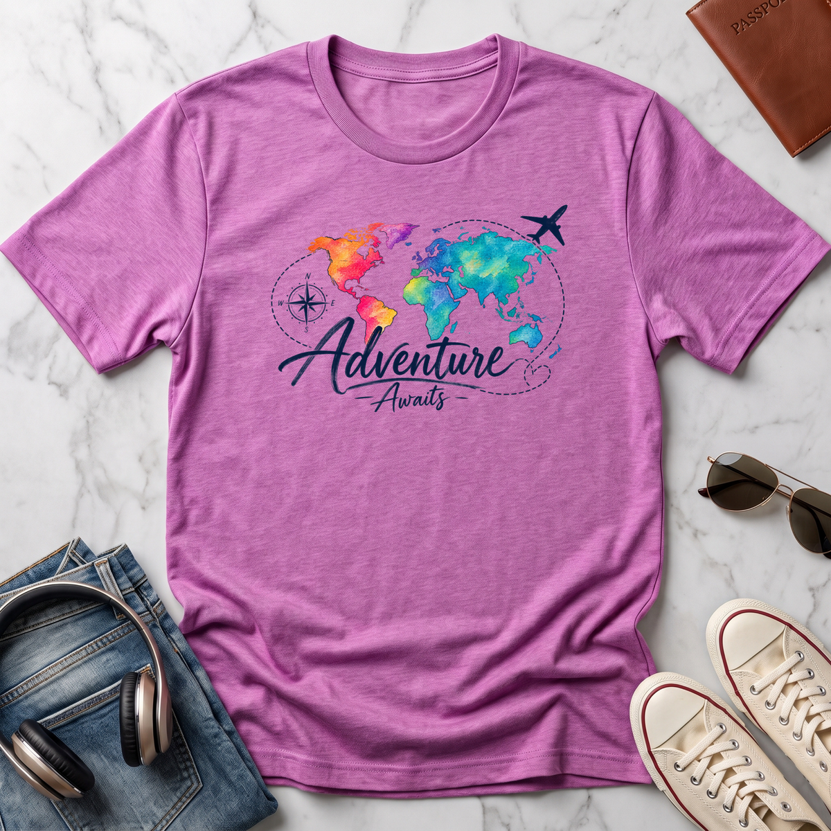 Adventure Awaits World Map T-Shirt